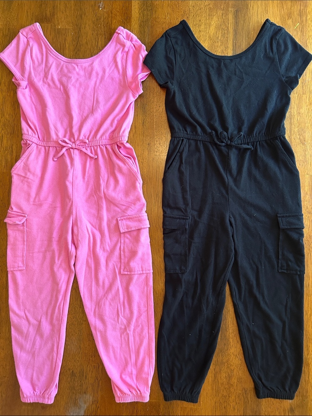 Jumpsuit Bundle Girls XS 4-5 Pink Black One Piece Rompers Cargo Pocket 2 Pack